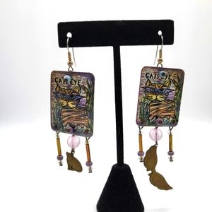 'Cat's Eye' genuine vintage 70s dangle earrings
